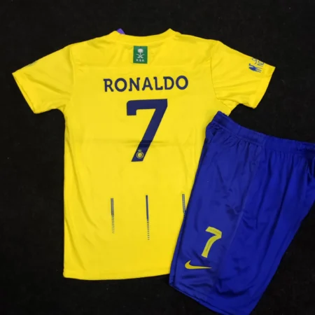 back view of KAFD Ronaldo Jersey Yellow Al Nassr FC