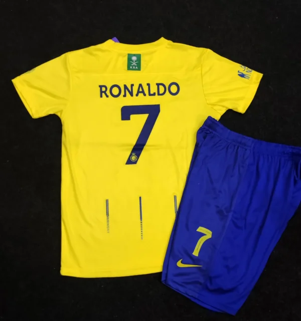 back view of KAFD Ronaldo Jersey Yellow Al Nassr FC
