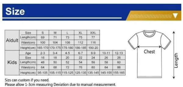 Al-Nassr Soccer Jersey Size Chart