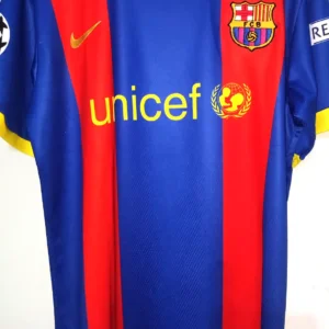 Front view of FC Barcelona Jersey 2010 Messi 10: "Front view of FCB Jersey Messi 10 with premium interlock fabric and embossed micro designs.