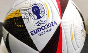 Close view of Adidas Fussballliebe Euro 2024 soccer ball